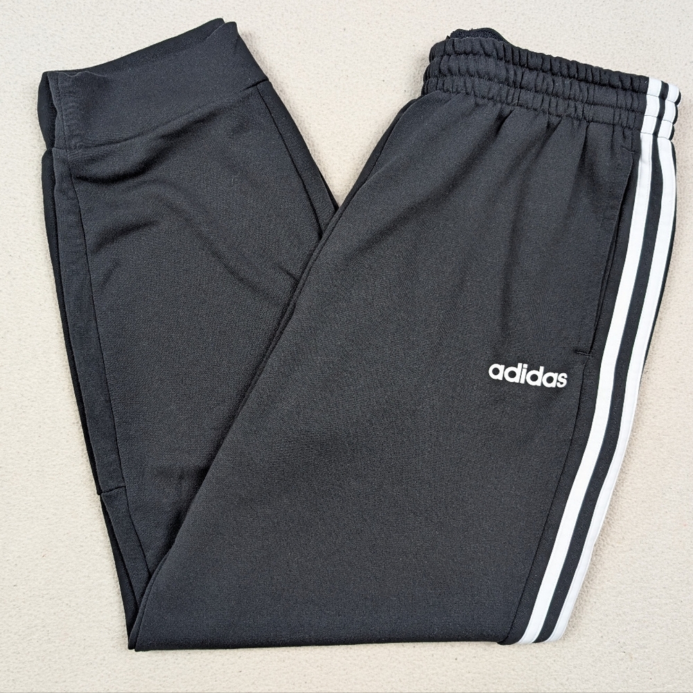 Adidas French Terry Tapered Cuff 3-Stripe Pants Joggers Men's Size Large Black